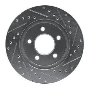 Chrysler Grand Voyager Brake Rotor (1) - Front Left - R1 Concepts - Drilled & Slotted - Silver - `91-`02